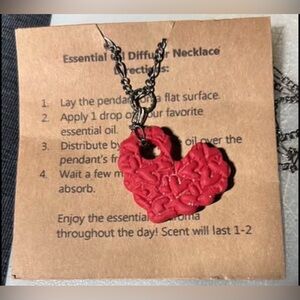 Red Heart-Shaped Essential Oil Diffuser Necklace